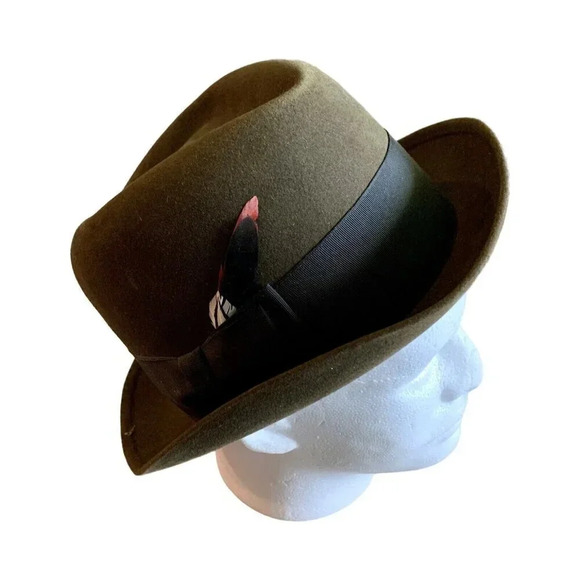 Knox Custom Other - Knox Custom Chase Fifth Ave New York Green Fedora Feather Hat Men’s Size 7 1/8